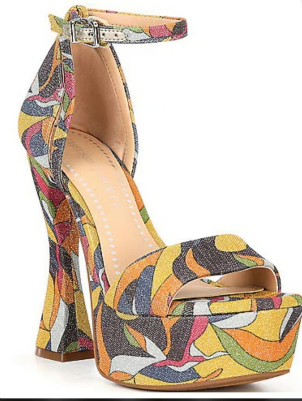 New Platform Ankle-Strap Sandals in Multicolor Print